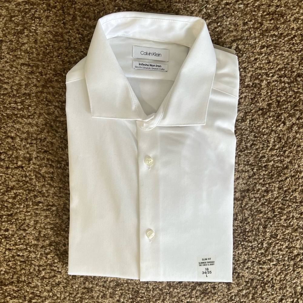 Men’s Calvin Klein White Dress Shirt Slim Fit - New With Tags